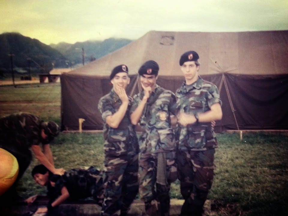 Mike Wong, Chris Abraham, and Charlie Among being Army JROTC Rangers Club