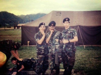 Mike Wong, Chris Abraham, and Charlie Among being Army JROTC Rangers Club